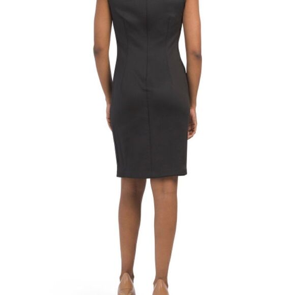 T TAHARI Sleeveless Studded Color Block Black White Knit Dress SIZE 4 NWT - Picture 5 of 13